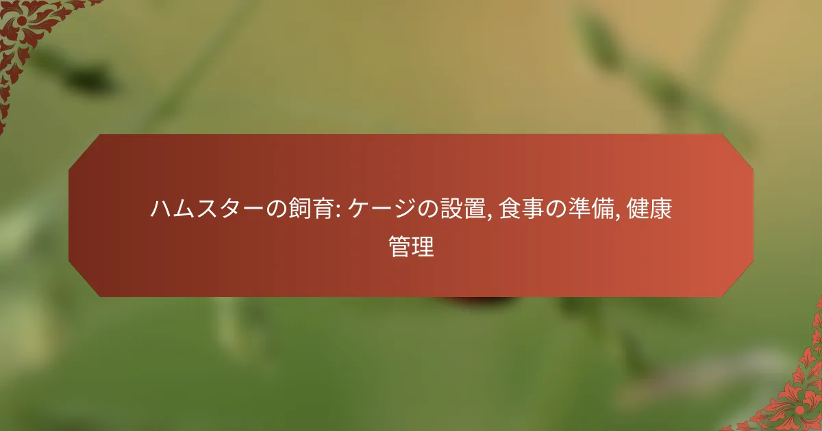 ハムスターの飼育: ケージの設置, 食事の準備, 健康管理