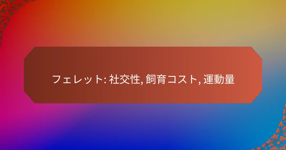 フェレット: 社交性, 飼育コスト, 運動量