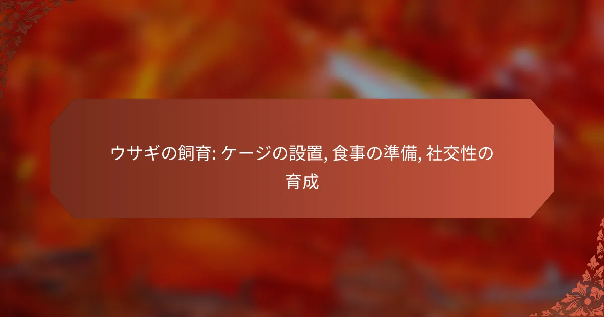 ウサギの飼育: ケージの設置, 食事の準備, 社交性の育成