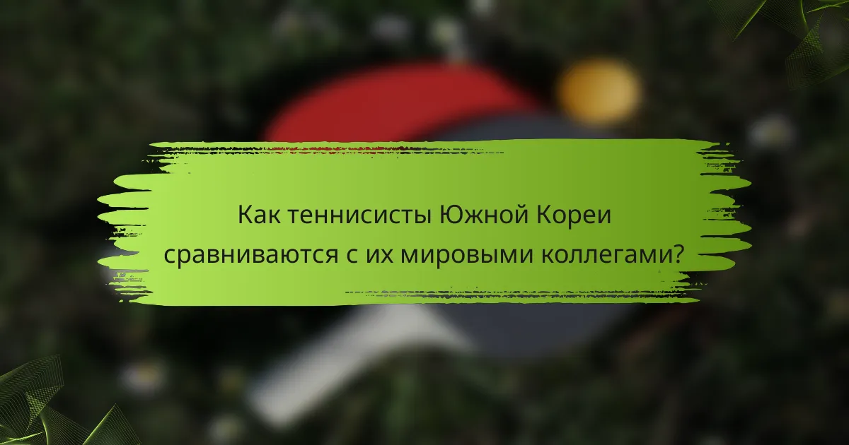 Как теннисисты Южной Кореи сравниваются с их мировыми коллегами?