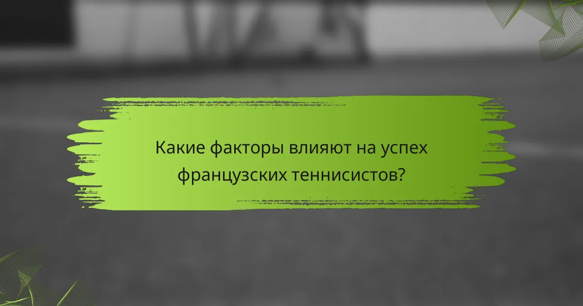 Какие факторы влияют на успех французских теннисистов?