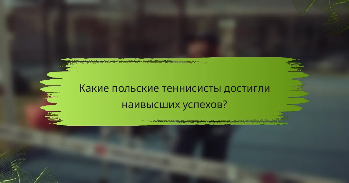 Какие польские теннисисты достигли наивысших успехов?